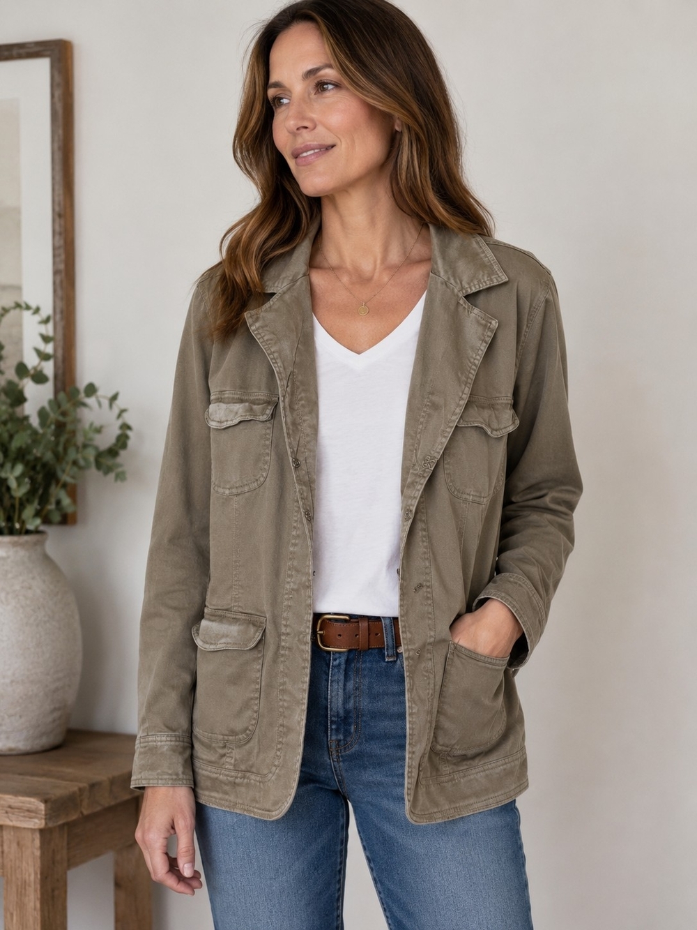 Live a Little Kahki Utility Jacket